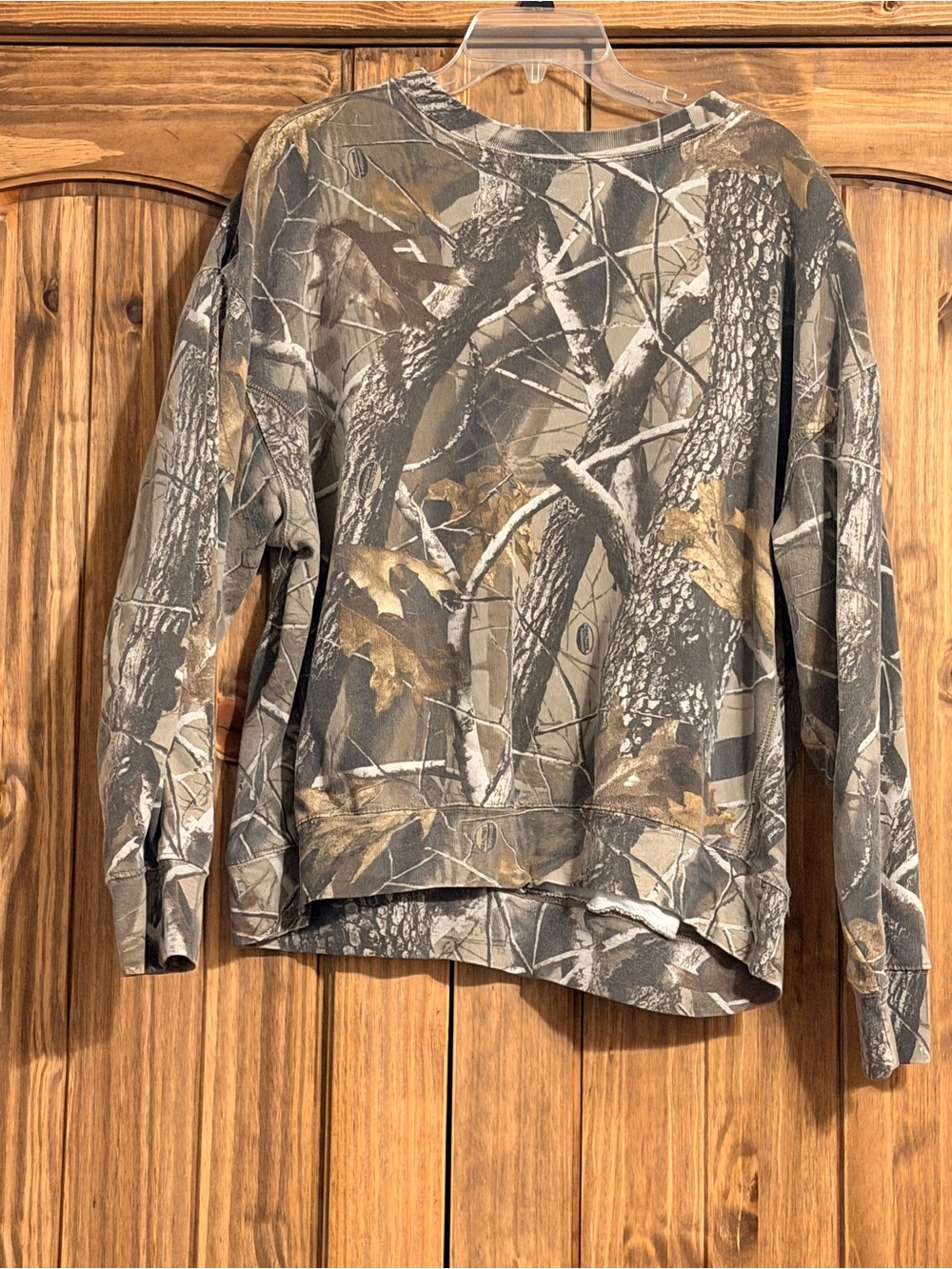 Vintage grayMen's Camo Print Crewneck Sweater - Gray/Brown